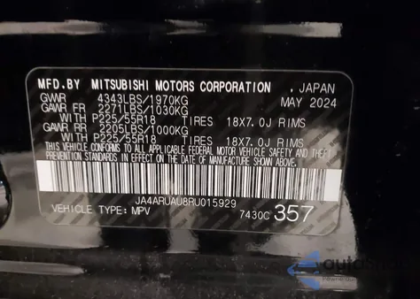 2024 Mitsubishi Outlander Sport from USA, damaged, VIN JA4ARUAU8RU015929